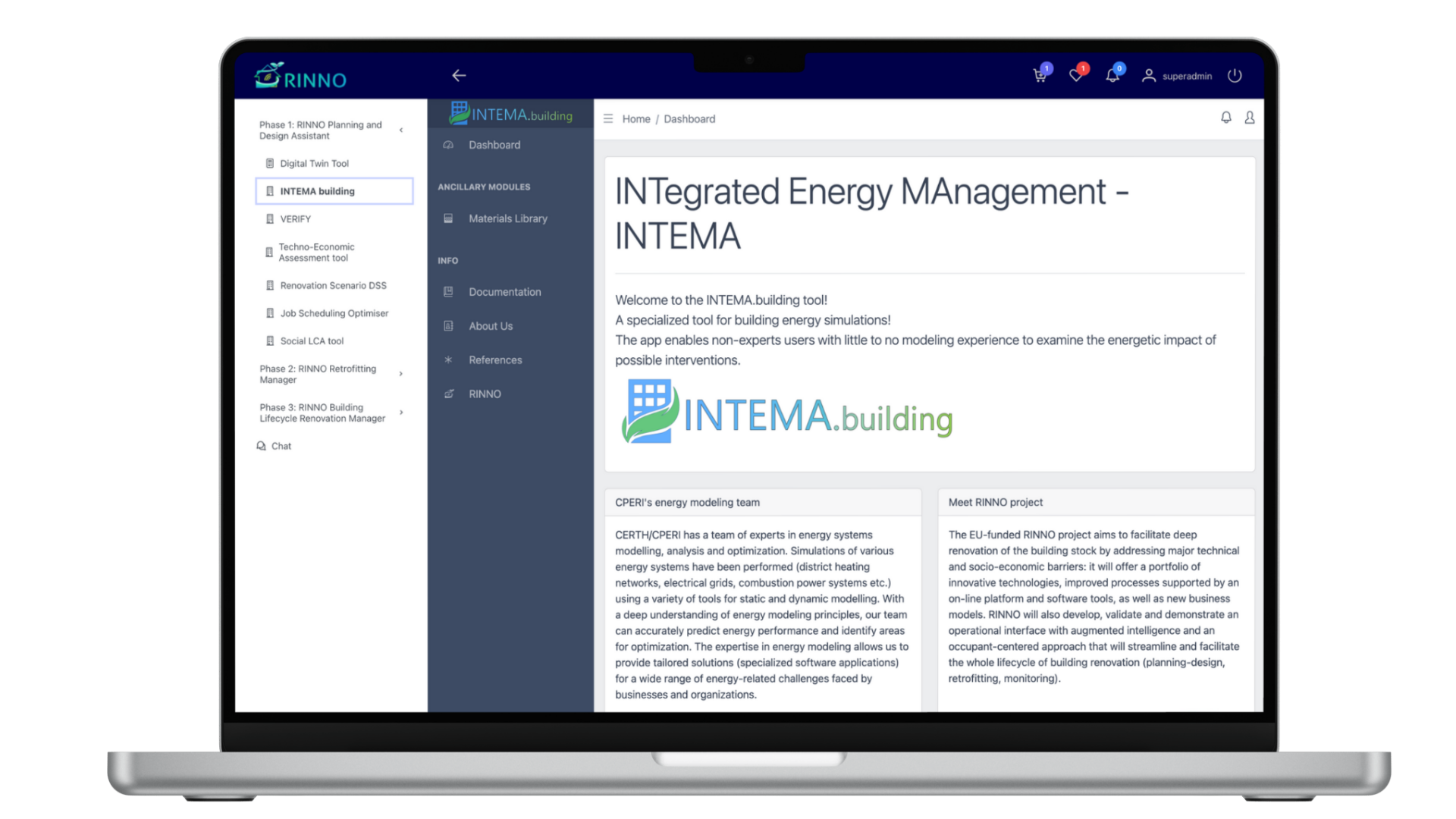 RINNO Suite – Phase 1 – INTEMA building